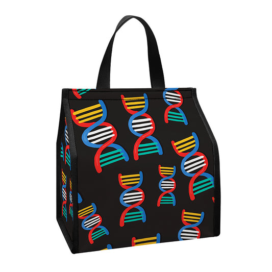 DNA Strands Pattern Print Insulated Lunch Tote
