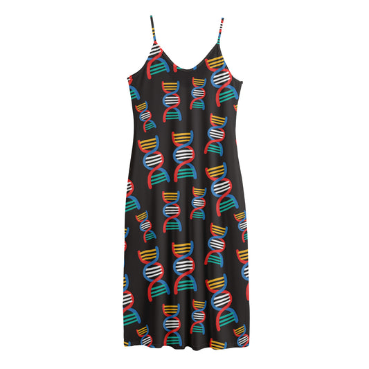 DNA Strands Pattern Print Jersey Midi Cami Dress