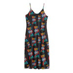 DNA Strands Pattern Print Jersey Midi Cami Dress