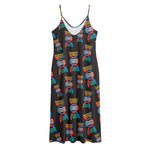 DNA Strands Pattern Print Jersey Midi Cami Dress