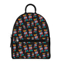 DNA Strands Pattern Print Leather Backpack
