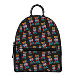 DNA Strands Pattern Print Leather Backpack