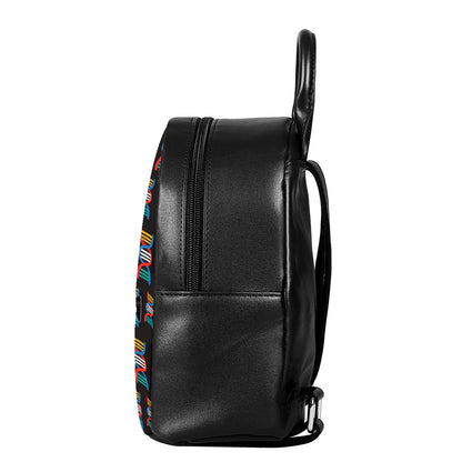 DNA Strands Pattern Print Leather Backpack
