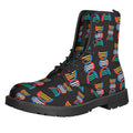 DNA Strands Pattern Print Lace-Up Boots
