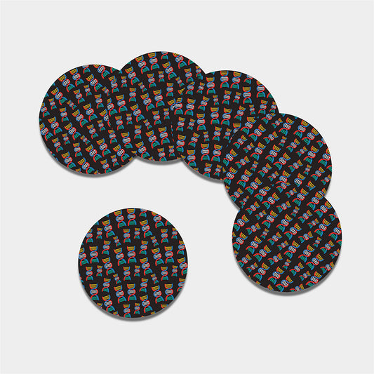 DNA Strands Pattern Print Leather Coaster Set