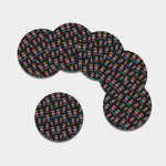 DNA Strands Pattern Print Leather Coaster Set