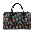 DNA Strands Pattern Print Leather Duffel Bag