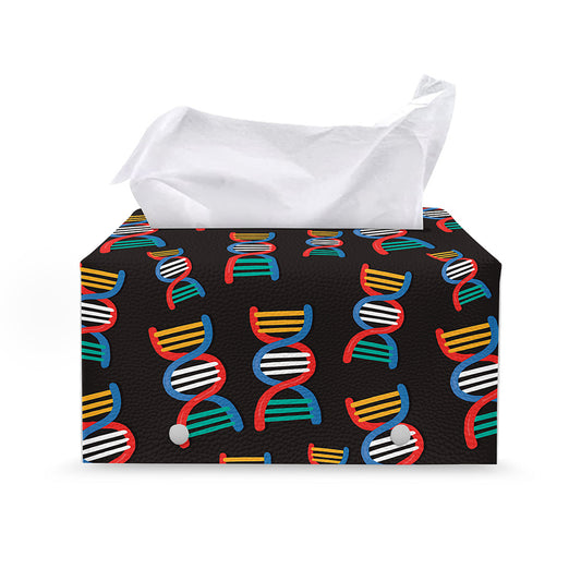 DNA Strands Pattern Print Leather Tissue Box Cover