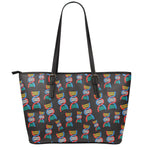 DNA Strands Pattern Print Leather Tote Bag