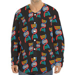 DNA Strands Pattern Print Long Sleeve Baseball Jersey