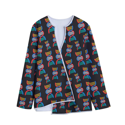 DNA Strands Pattern Print Long Sleeve Short Coat