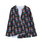 DNA Strands Pattern Print Long Sleeve Short Coat