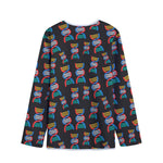 DNA Strands Pattern Print Long Sleeve Short Coat