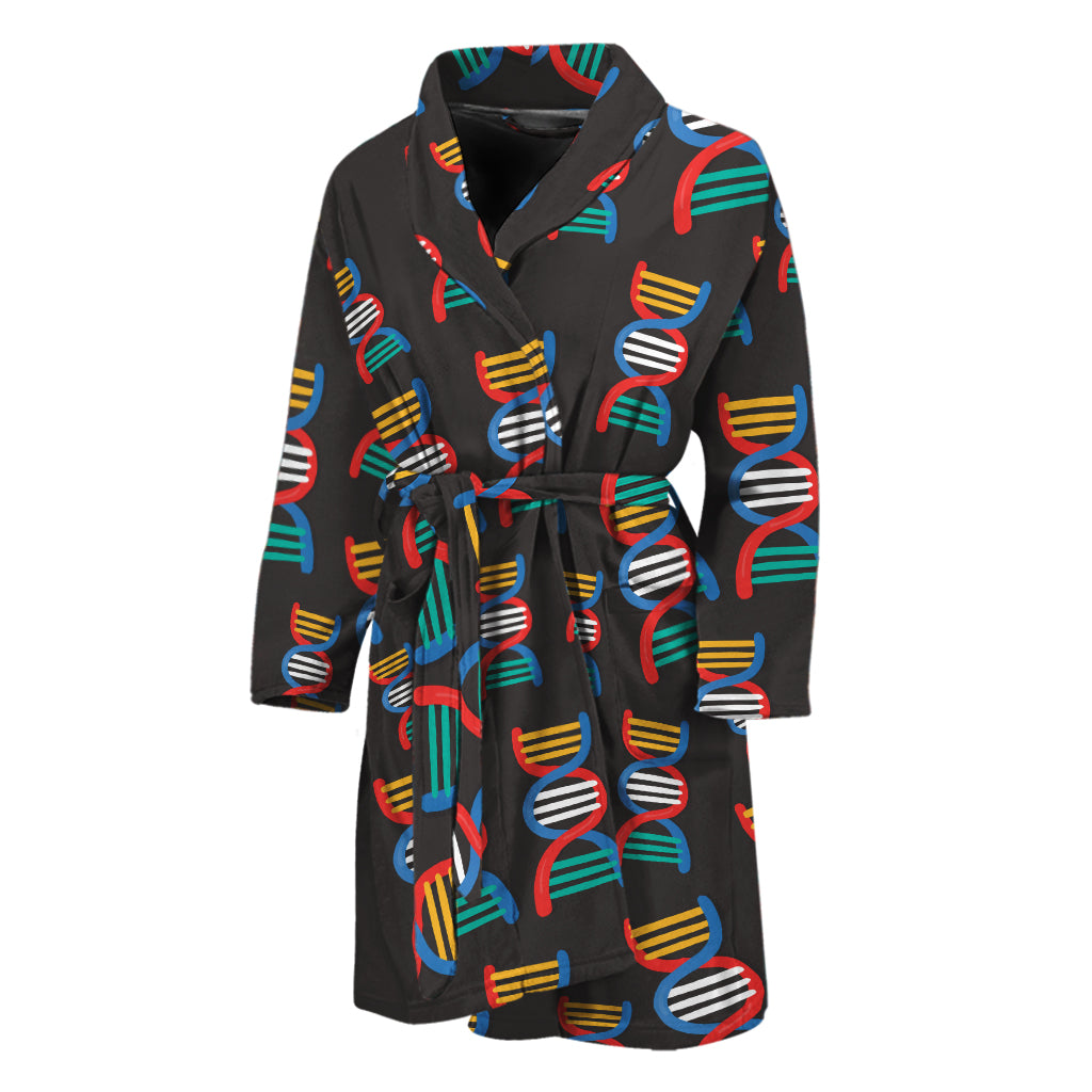 DNA Strands Pattern Print Men's Bathrobe
