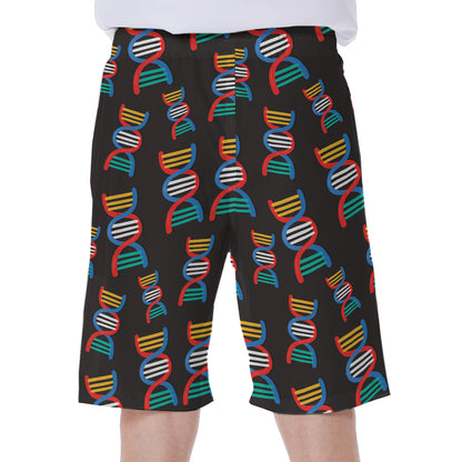 DNA Strands Pattern Print Men's Beach Shorts