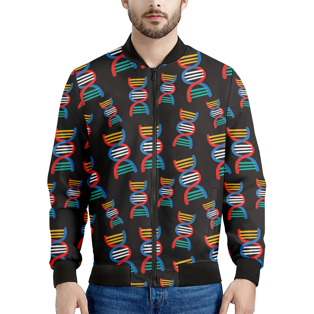 DNA Strands Pattern Print Men's Bomber Jacket