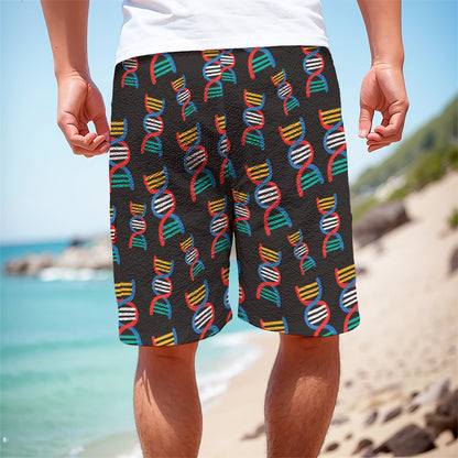 DNA Strands Pattern Print Men's Cargo Shorts