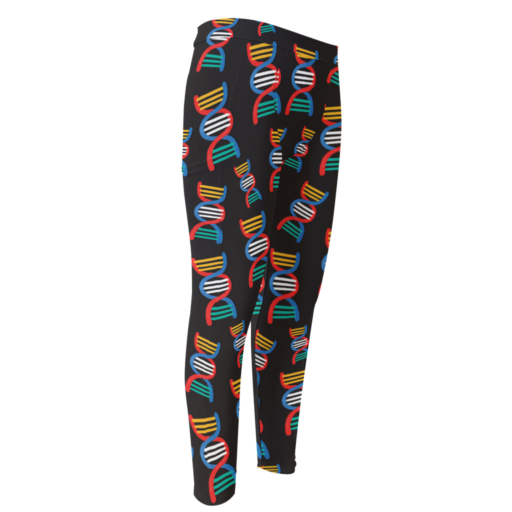 DNA Strands Pattern Print Men's Compression Pants