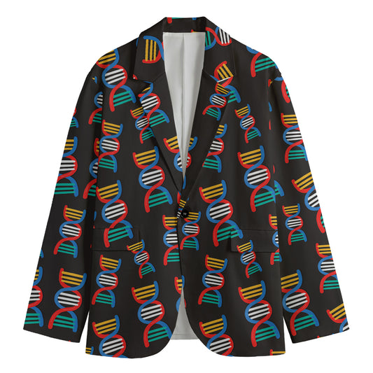 DNA Strands Pattern Print Men's Cotton Blazer