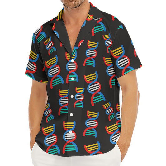 DNA Strands Pattern Print Men's Deep V-Neck Shirt