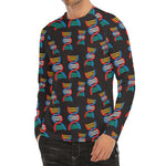 DNA Strands Pattern Print Men's Long Sleeve Rash Guard