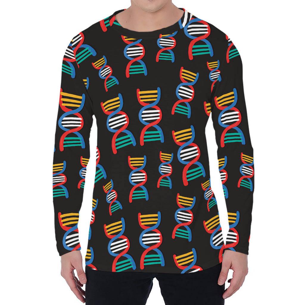 DNA Strands Pattern Print Men's Long Sleeve T-Shirt