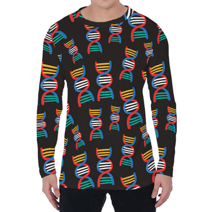 DNA Strands Pattern Print Men's Long Sleeve T-Shirt