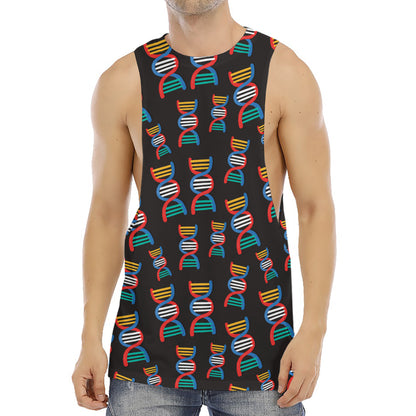 DNA Strands Pattern Print Men's Muscle Tank Top