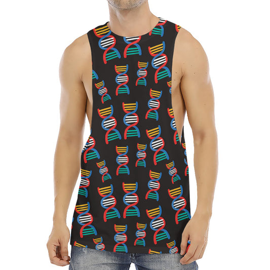 DNA Strands Pattern Print Men's Muscle Tank Top