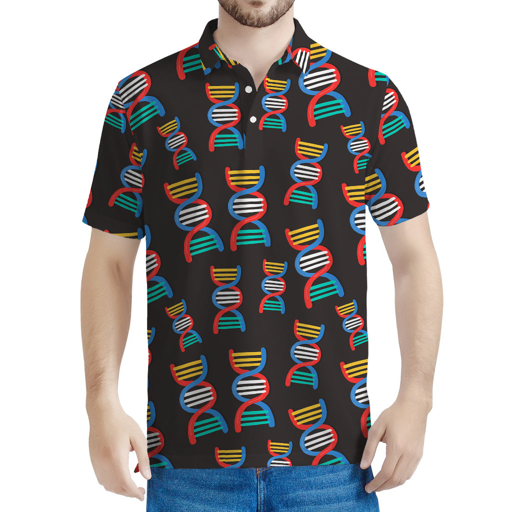 DNA Strands Pattern Print Men's Polo Shirt