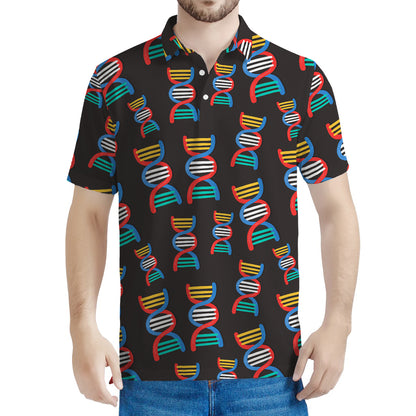 DNA Strands Pattern Print Men's Polo Shirt