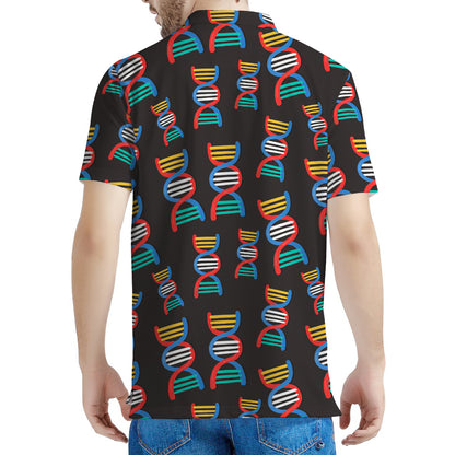 DNA Strands Pattern Print Men's Polo Shirt