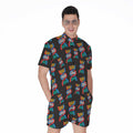 DNA Strands Pattern Print Men's Romper