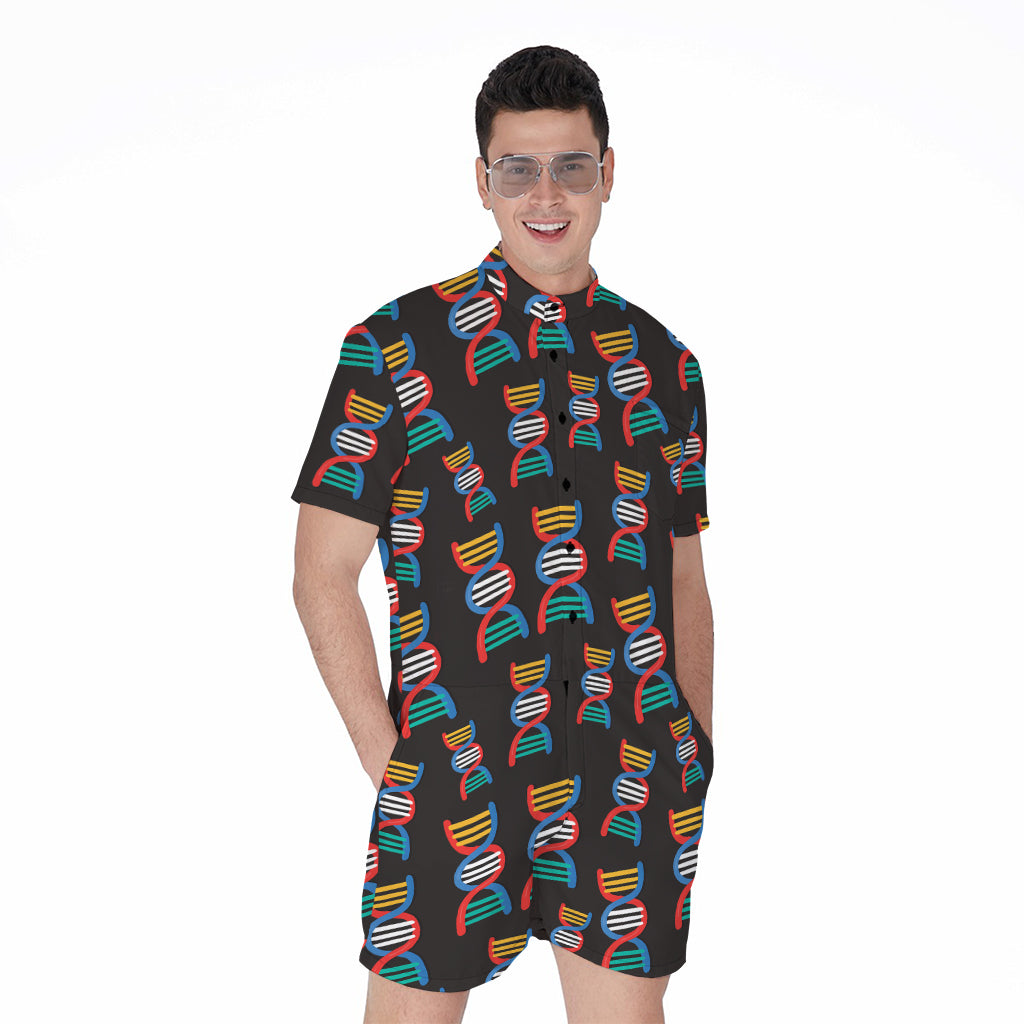 DNA Strands Pattern Print Men's Rompers