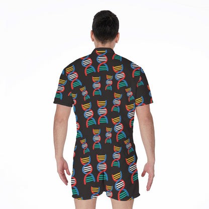 DNA Strands Pattern Print Men's Rompers
