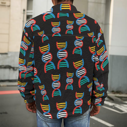DNA Strands Pattern Print Men's Shirt Jacket