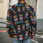 DNA Strands Pattern Print Men's Shirt Jacket