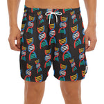 DNA Strands Pattern Print Men's Split Running Shorts