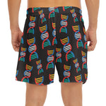 DNA Strands Pattern Print Men's Split Running Shorts