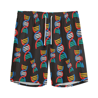 DNA Strands Pattern Print Men's Sports Shorts