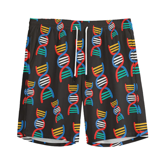 DNA Strands Pattern Print Men's Sports Shorts