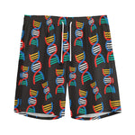 DNA Strands Pattern Print Men's Sports Shorts
