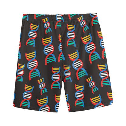 DNA Strands Pattern Print Men's Sports Shorts