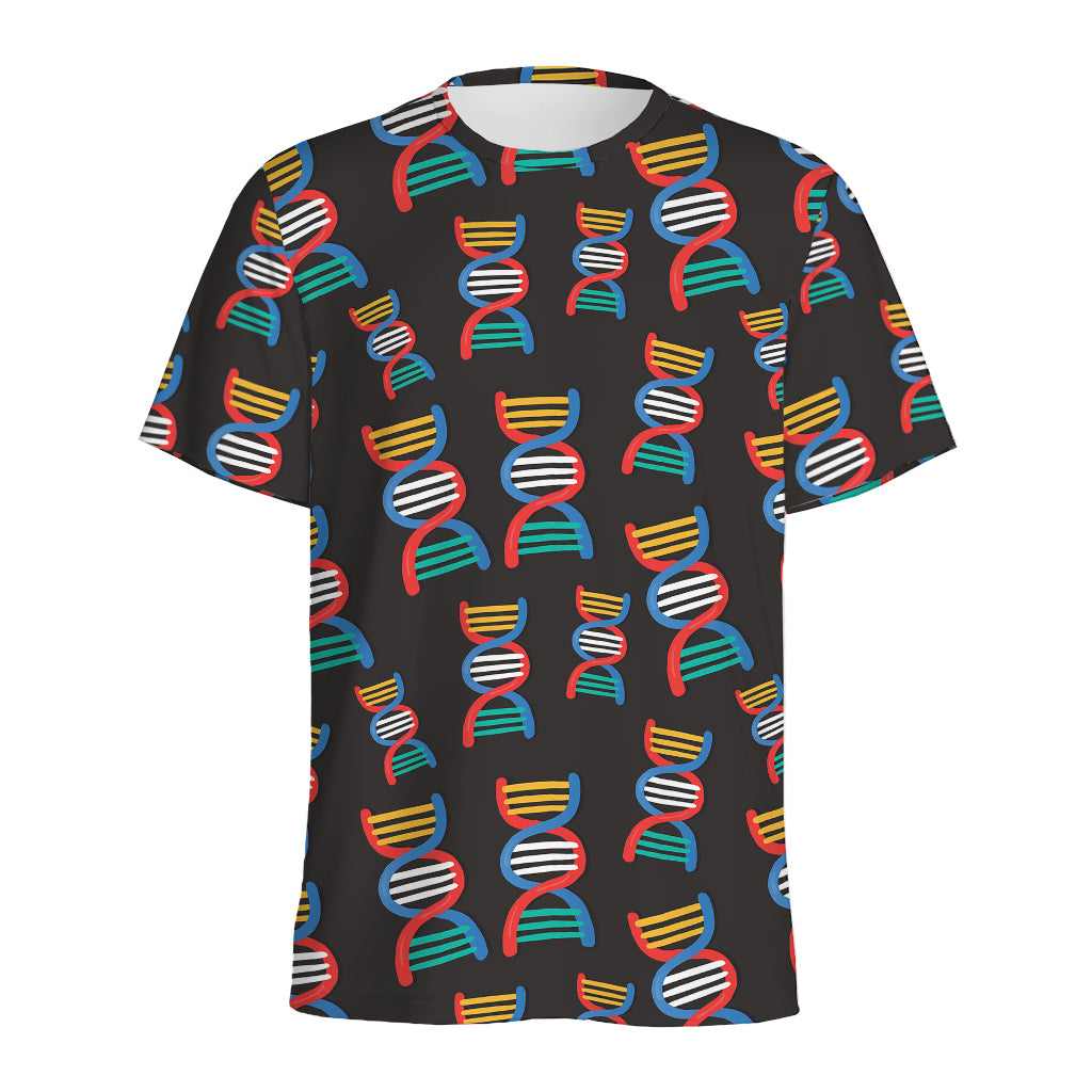 DNA Strands Pattern Print Men's Sports T-Shirt