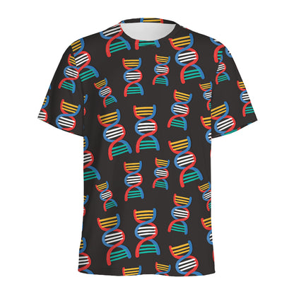 DNA Strands Pattern Print Men's Sports T-Shirt