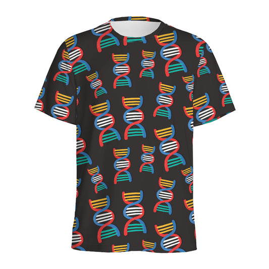 DNA Strands Pattern Print Men's Sports T-Shirt