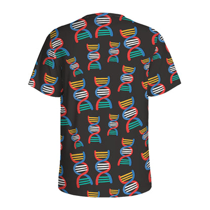 DNA Strands Pattern Print Men's Sports T-Shirt