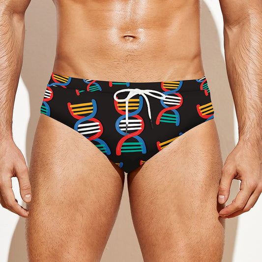 DNA Strands Pattern Print Men's Swim Briefs