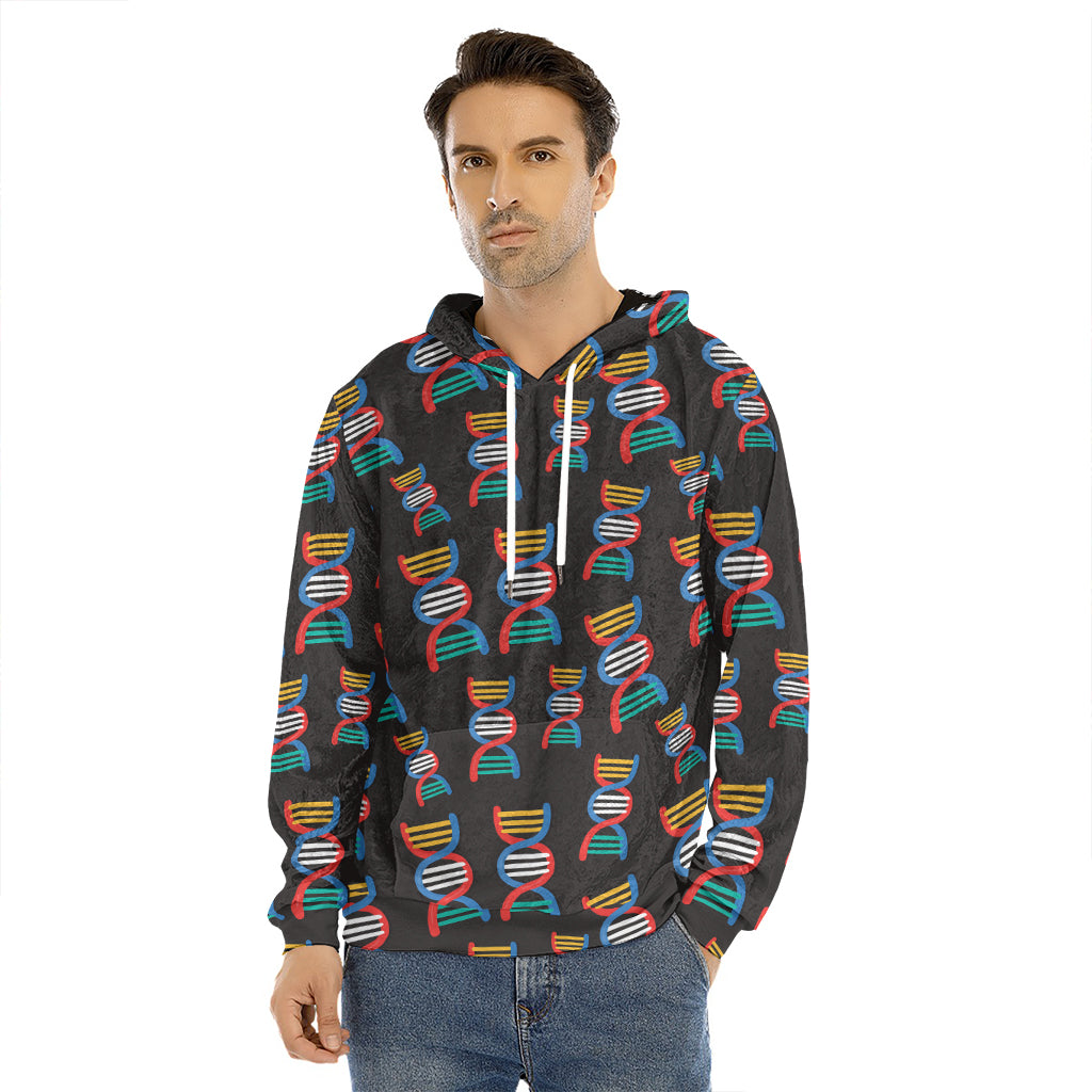 DNA Strands Pattern Print Men's Velvet Pullover Hoodie