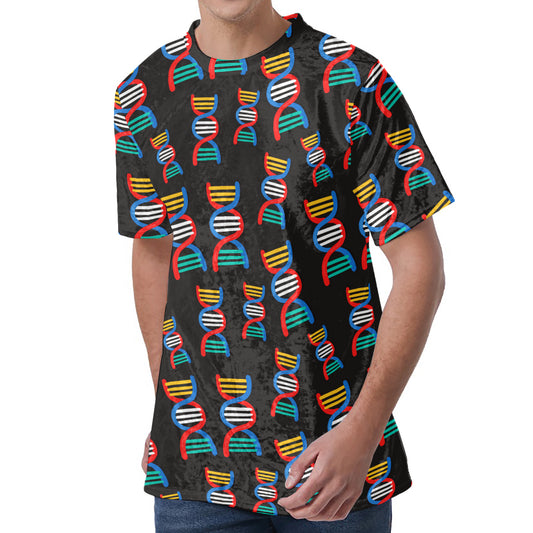 DNA Strands Pattern Print Men's Velvet T-Shirt